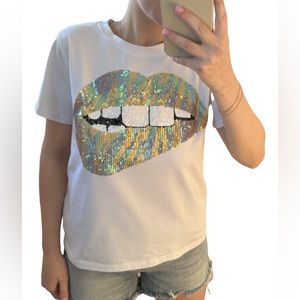 Sequin Lip Tee - S